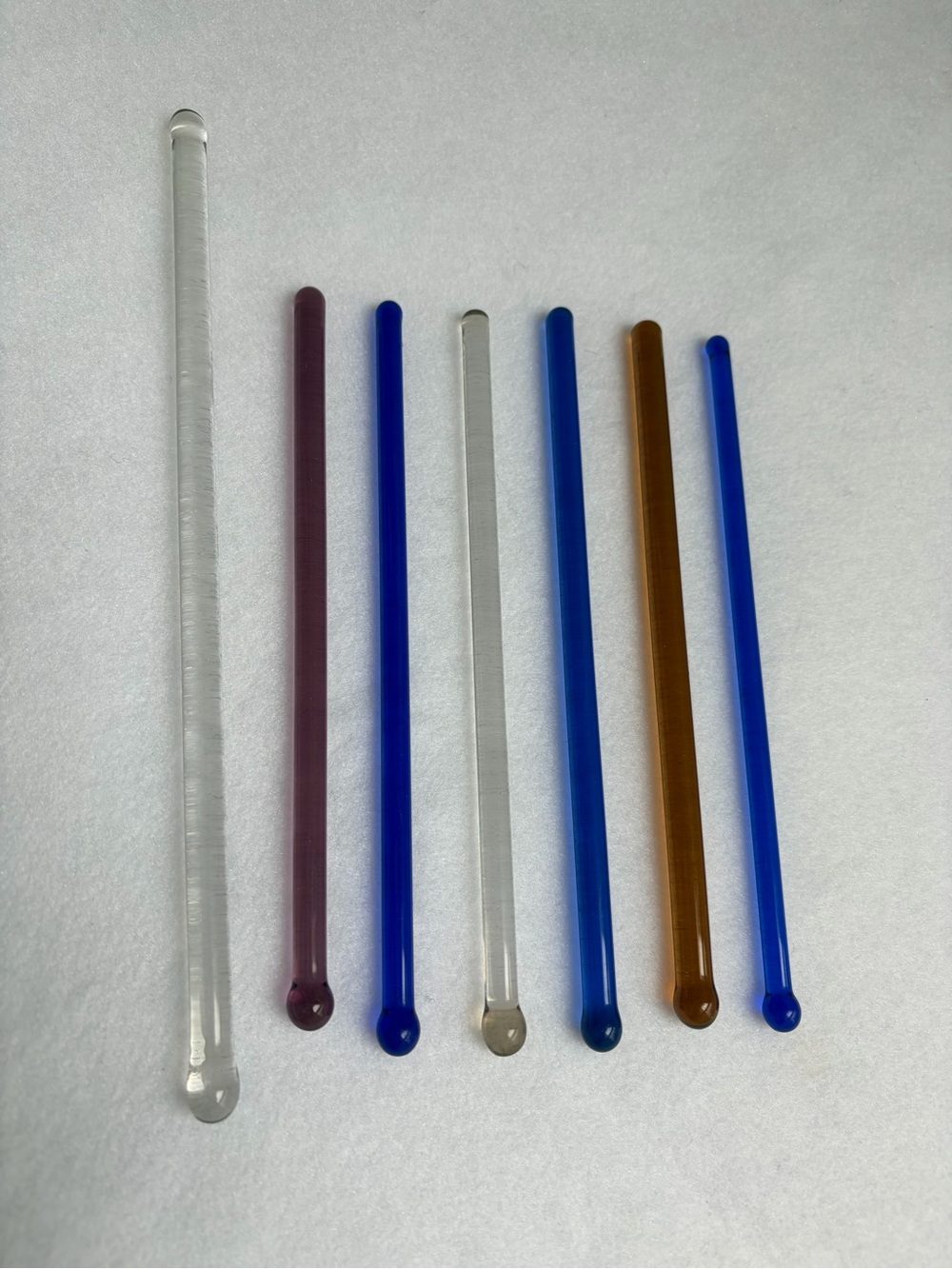 MCM Blown Glass Swizzle Cocktail Stir Stick Rods Vintage Barware Lot Of 7